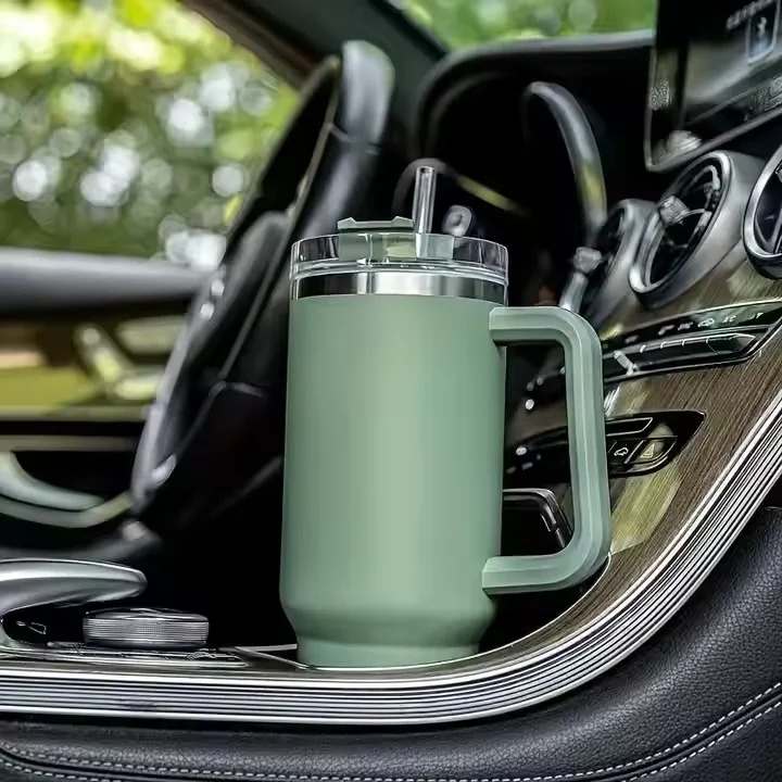 40oz Tumbler Vacuum Insulated Thermos Travel Cup Stainless Steel Water Bottle Coffee Mugs With Handle Outdoor Drinkware