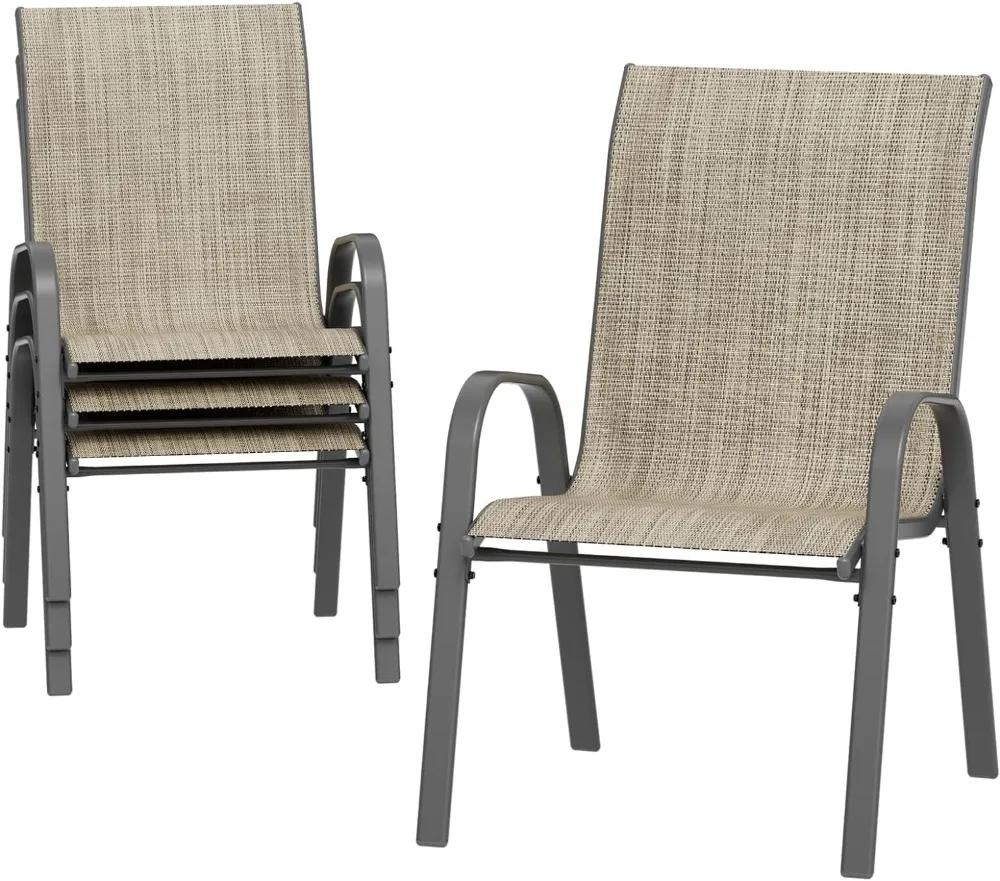 Patio Dining Chairs Set of 4 Outdoor High Stacking Indoor/Outdoor Backyard Deck Garden Restaurant Chairs