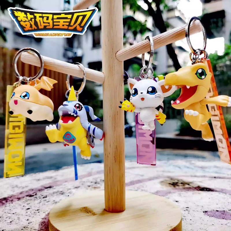 Digimon Adventure Anime-Figuren Agumon Gabumon Japanische Anime Verschiedene Stile Niedlicher Cartoon-Anime-Charaktere Stereo-Schlüsselanhänger