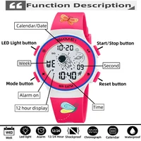 Skmei Kids Digital Watches Fashion TPU Strap Colorful Light LED Waterproof Children Boy Girl Sports Wristwatch with Alarm Clock 2