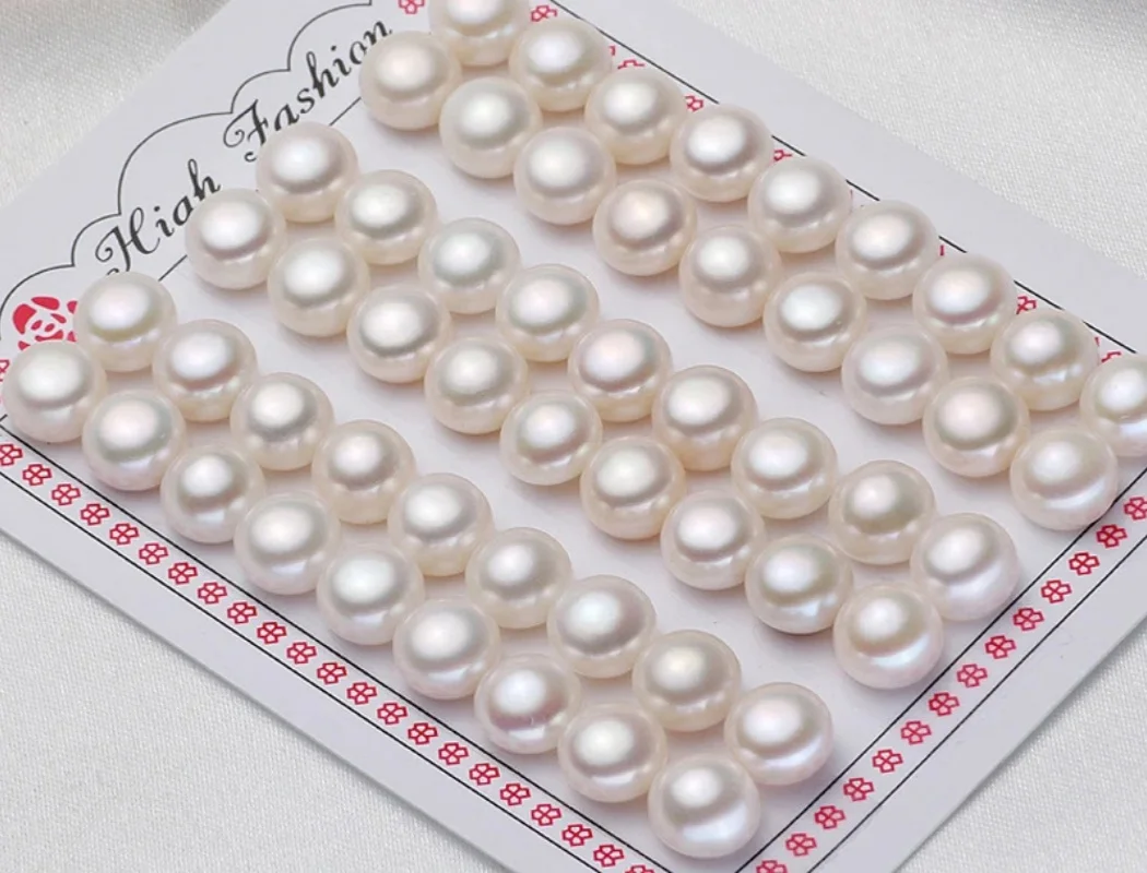 

2A 3A 4A 5A Natural Freshwater Pearl Bead White Half Hole Bread Shape Pearl Loose Button Beads for DIY Jewelry Accessories