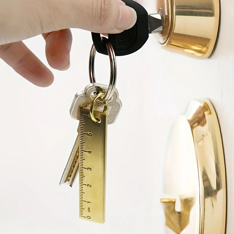 1개 6cm 소형 구리 자, 황동 금속 자, 키 카드 펜던트, EDC 도구, 3mm 두께, DIY 독특한 키체인 펜던트 제작용