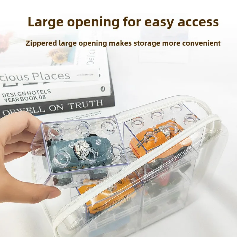 Transparent PVC Hard Plastic Travel Storage Box Waterproof Zipper Pouch for Toys Small Items Organizer Cosmetic Case Makeup Bag 5