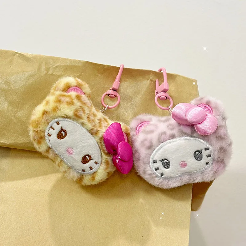 Plush keychain Key chain Plush toy Plush doll Sanrio Hello Kitty Leopard Print Cinnamoroll Plush Toy Backpack Pendant Cartoon Couple Keychain Accessories