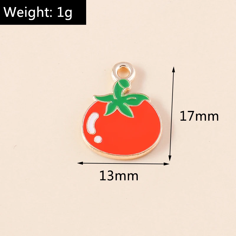 Leslie 10 Stück süße Emaille-Gemüse, Früchte, Erbse, Mais, Pfeffer, Kürbis, Tomaten, Charms für Armband, Halskette, DIY, Schmuckherstellung, Basteln – Detail 13