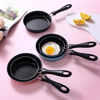 Mini Frying Pan Stainless Steel Prevent Stick Induction Pot Round Breakfast Small Fry Egg Pan With Long Handle Kitchen Gadgets
