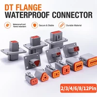 High Quality  Waterproof  DT Series Fixed Flange Plug Connector Kit 2/3/4/6/8/12Pin Male/Female for Truck Bus Wiring 22-16AWG 1