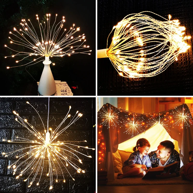 LED Explosion Star Copper Wire Light Colorful Light String Light Firework Light Dandelion Light Christmas Decor Light String New 3