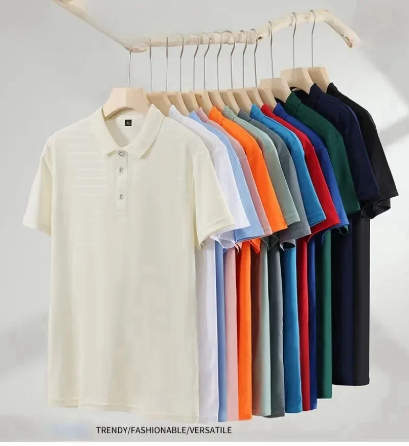 Summer T-shirt Quick Drying Collar T-shirt Sports Home Business Men's Short Sleeve Top Printed POLOT Shirt