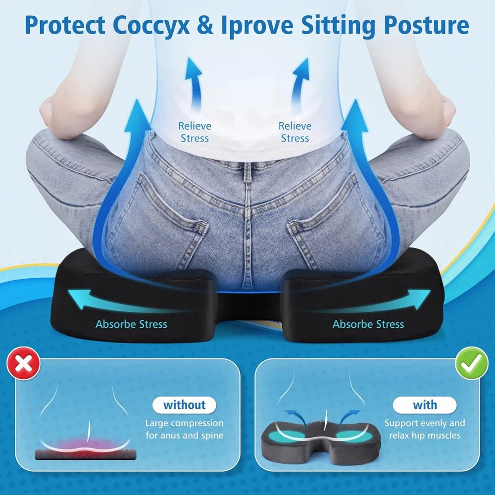 Gel Orthopedic Memory Cushion Foam U Coccyx Travel Seat Massage Car Office Chair Protect Healthy Sitting Breathable Pillows - Image 5