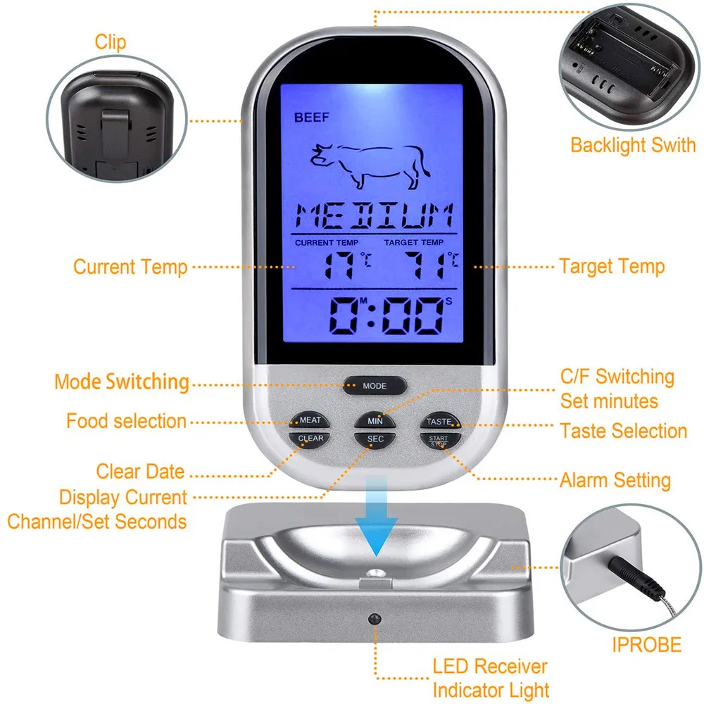 Wireless Meat Thermometer Smoker  Wireless Digital Bbq Thermomete - Pro03  Digital - Aliexpress