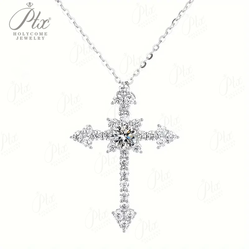 Moissanit-Halskette, mehrere Stile erhältlich, 925er Silber, hochwertiger funkelnder Schmuck, geeignet für Bankettanlässe – Detail 6