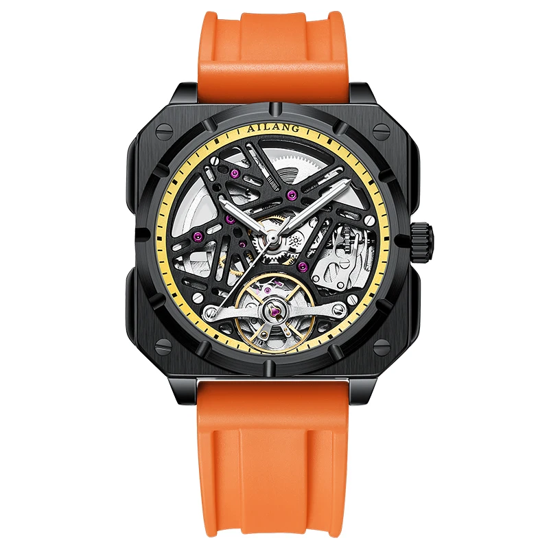 AILANG New Square Top Luxury Automatic Mechanical Men's Watch Business Waterproof Clock Reloj Hombre