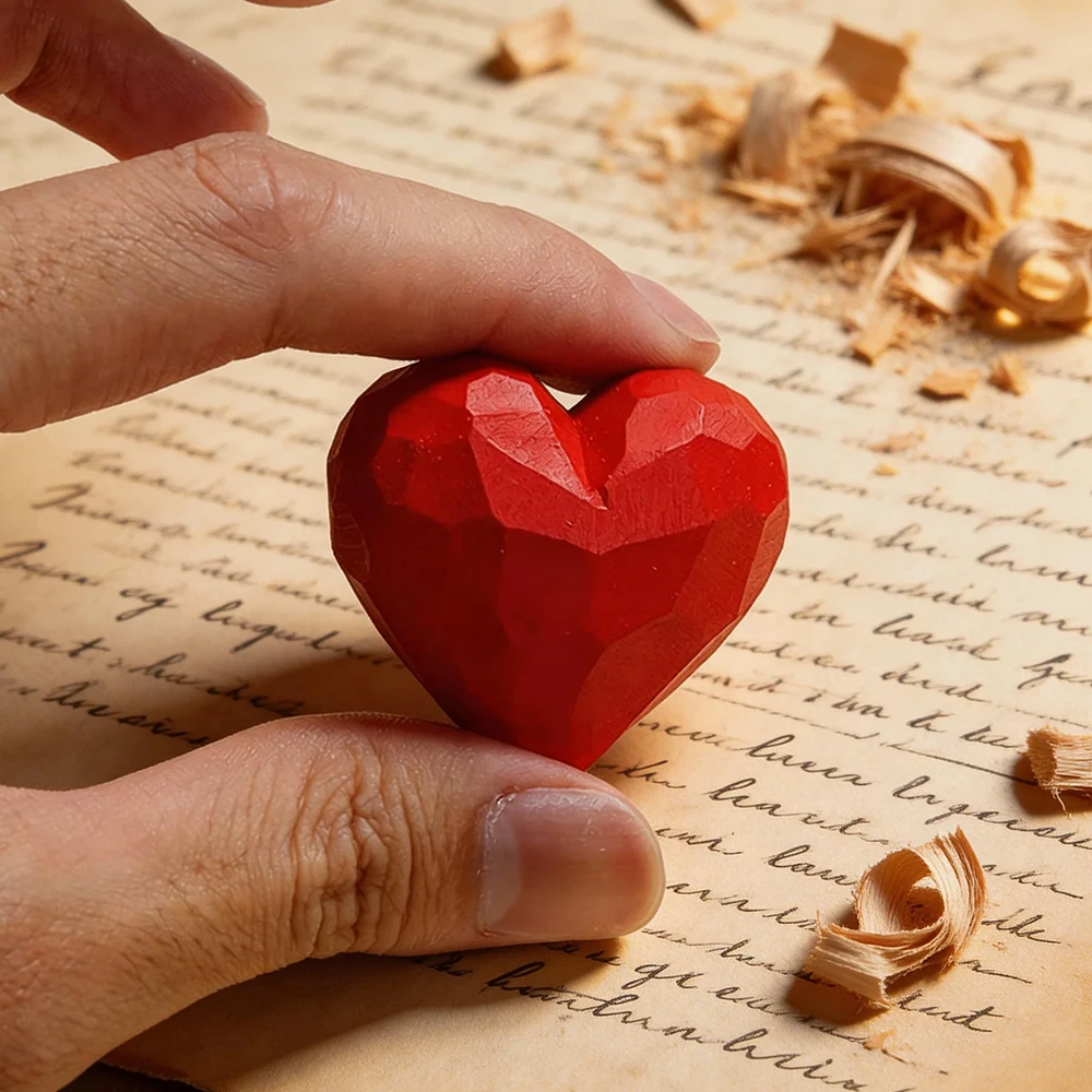 Handcrafted Wooden Heart Sculpture - Elegant Home and Desk Decor