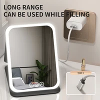 3 Colors Dimmable LED Makeup Mirror with Touch Screen Fold Cosmetic Makeup Mirror Rechargeable Tabletop for Travel & Home Use 6