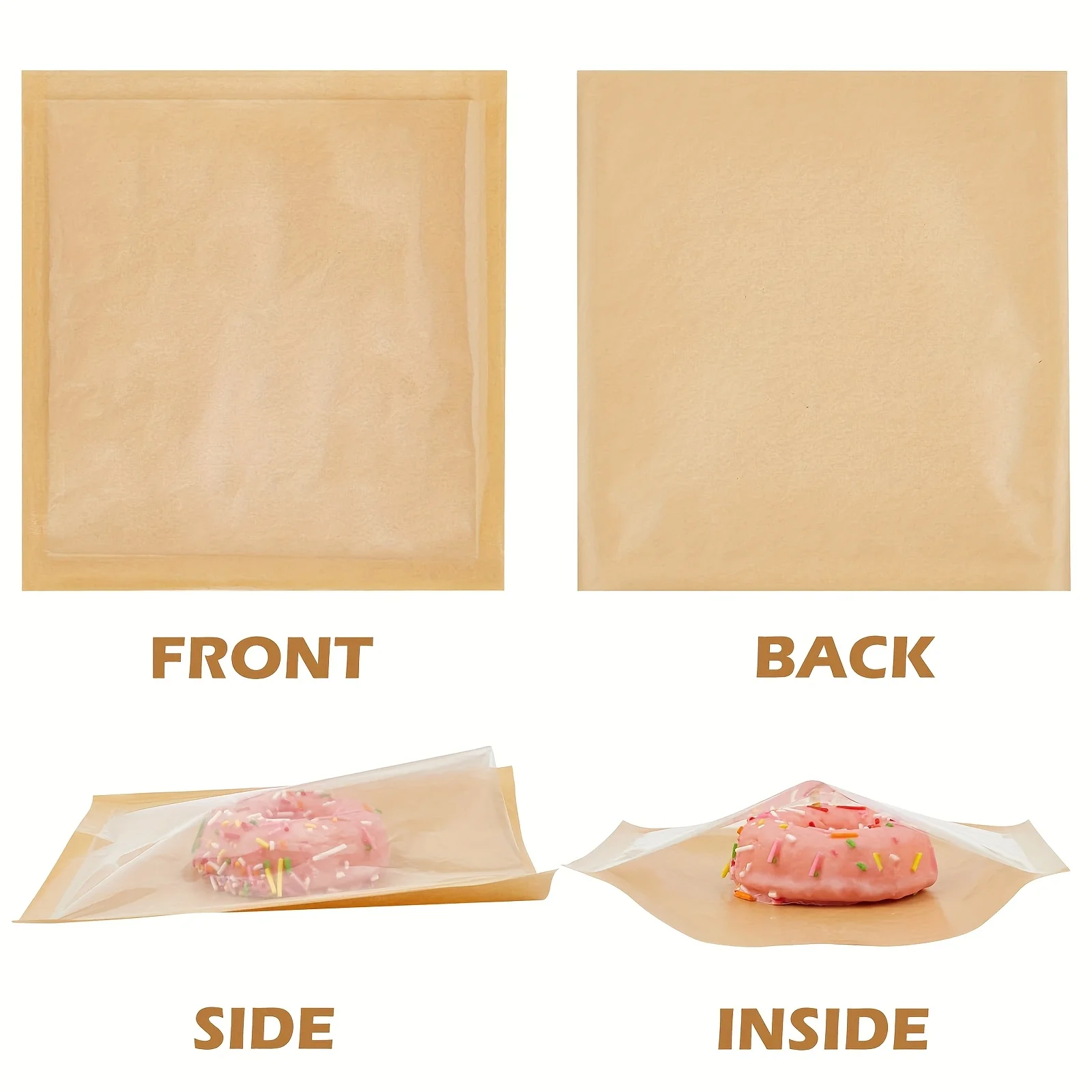 Custom Kraft Bakery Bags with Clear Window & Stickers – 7" Heat-Sealable Treat Pouches - SKU HSBB1521 - UGI Packaging