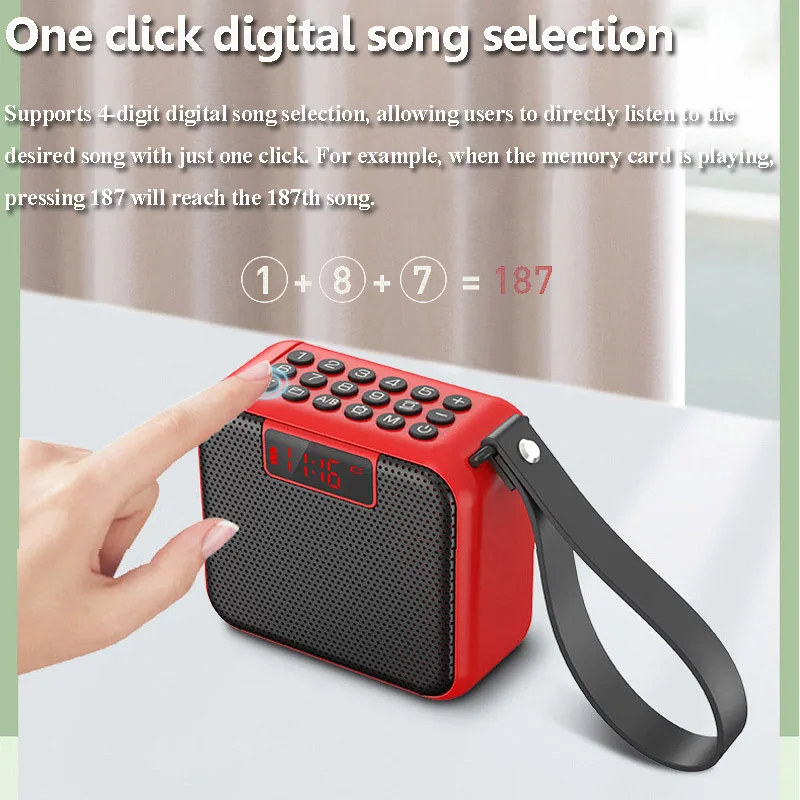 Mini Pocket Bluetooth Speaker LED Display FM Radio Lossless Internal External Recording Wireless Music Box Soundbar Timed off