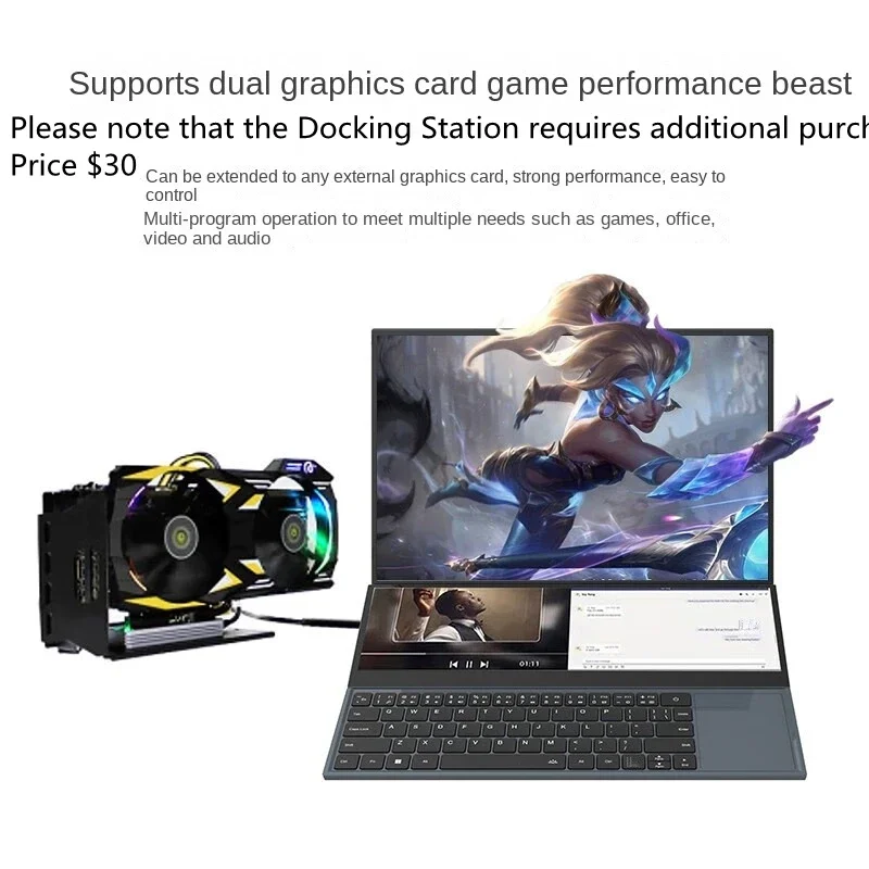 Intel Xeon W-10885M 16.1+14.1 Inch Dual Screen Laptop 64GB RAM 4TB SSD DDR4 Window11 5.3GHz HD Camera Portables Office Computer 6