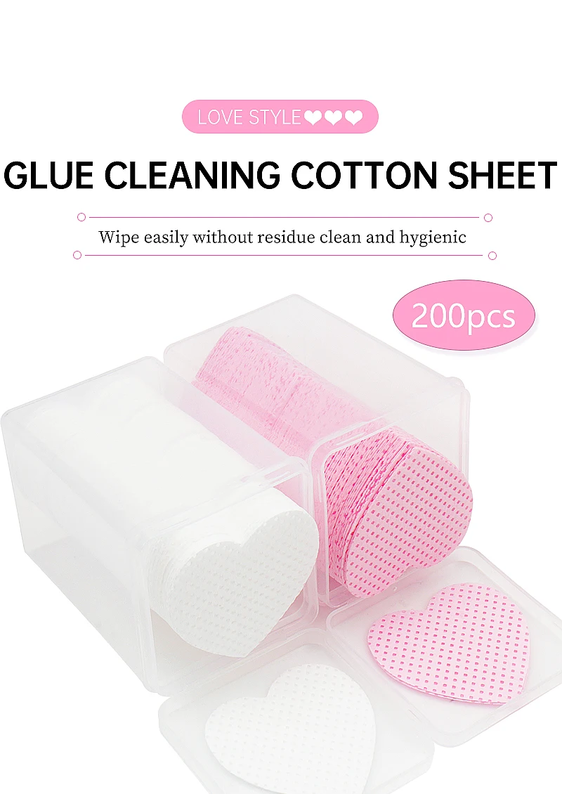 200 Stück fusselfreie Einweg-Baumwolltücher aus Papier für Wimpernverlängerung, Kleberentferner, Reinigungstücher, Kosmetik, Make-up-Werkzeuge – Detail 1