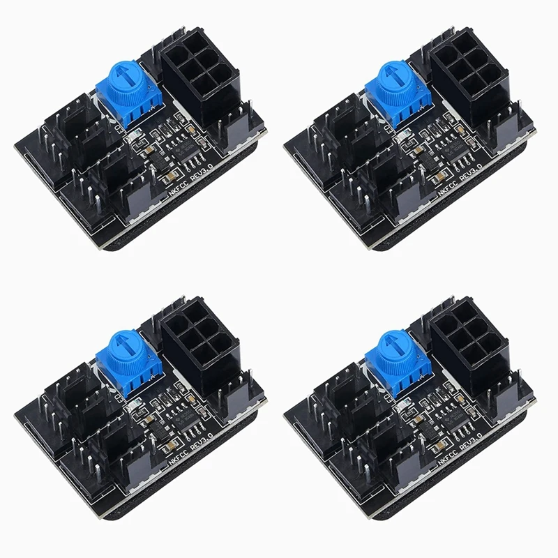 

NEW-4X 3-Pin 4-Pin Fan Adapter PWM PC Case Cooling Fan Hub 8-Way Splitter 12V Speed Controller With 6-Pin Power Port