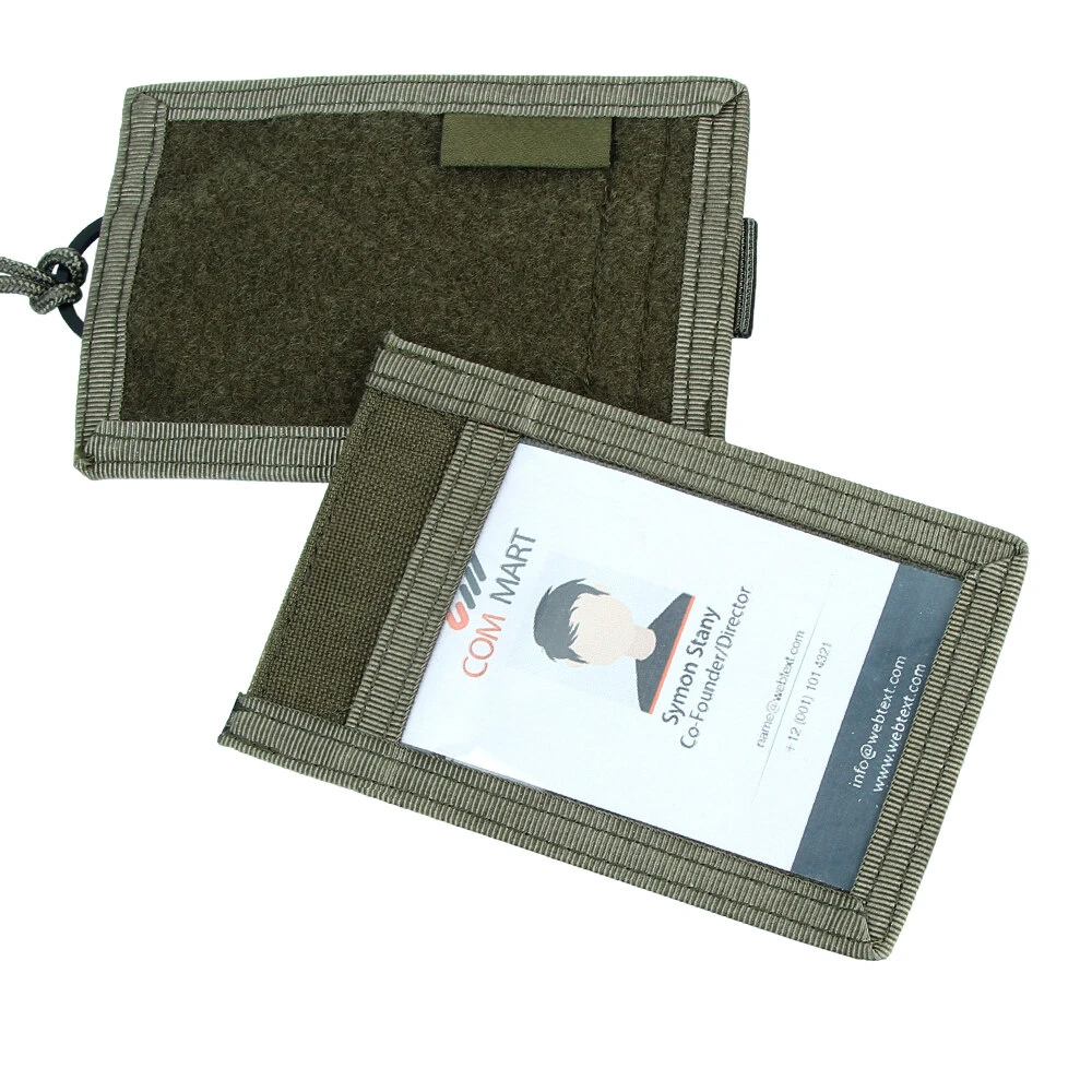 새로운 전술 MOLLE ID 카드 홀더 후크 루프 패치 투어 가이드 배지 홀더 야외 여행 파우치 펜 지갑과 나일론 매는 밧줄