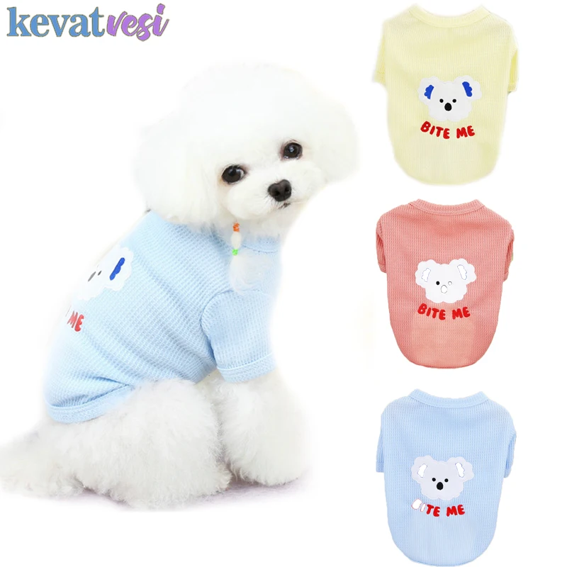 

Cartoon Bear Dog Clothes Cute Spring Summer Dog T-Shirt Breathable Dog Vests for Medium Large Small Dogs Teddy Pet Outfits