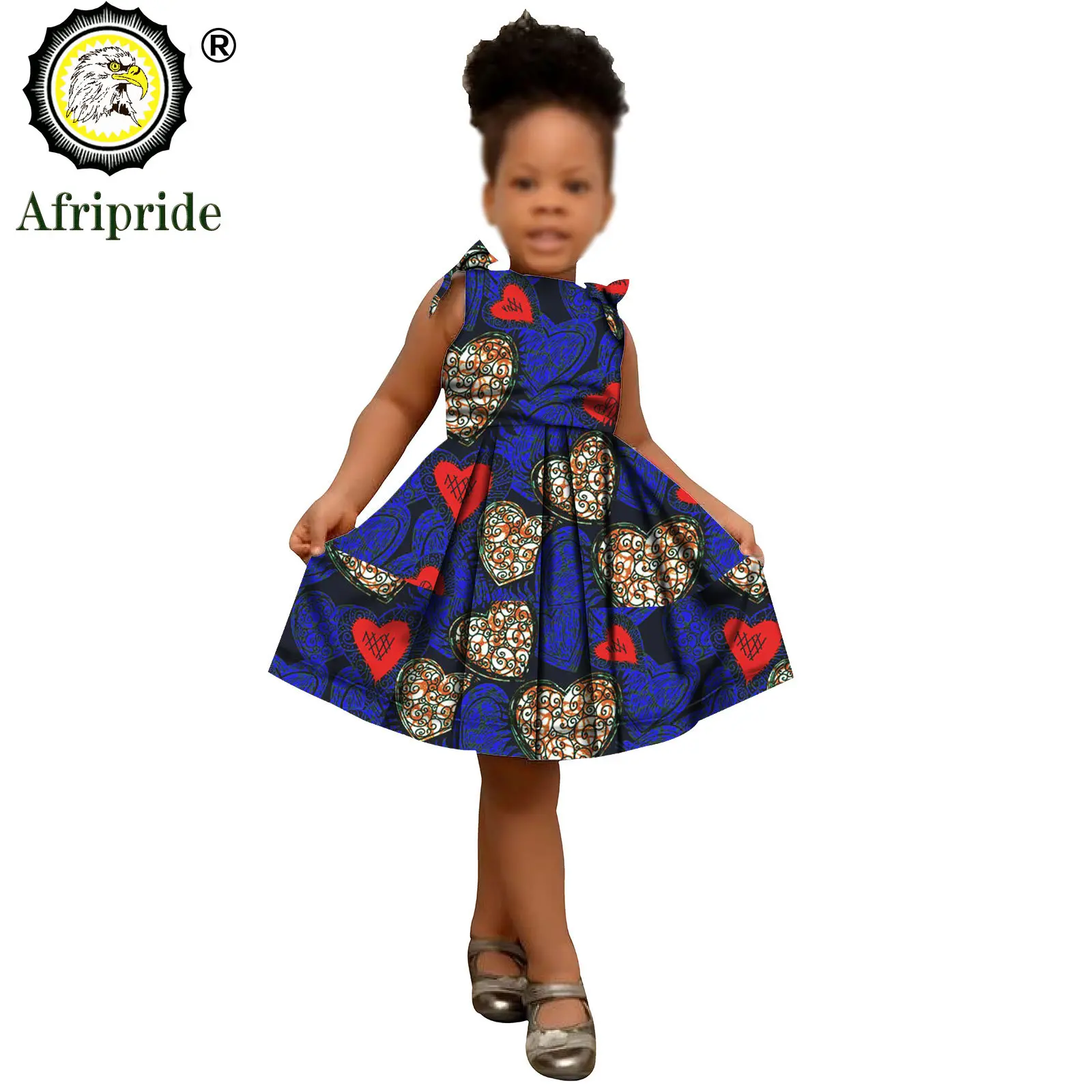 African Children Clothing Kids Dashiki Ankara Print Dresses Sleeveless Lovely Mini Dress for Girl AFRIPRIDE S1940005