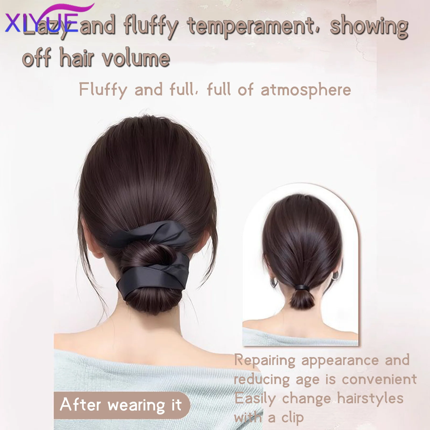 Synthetic Chignon Messy Bun Claw Clip in Hair Piece Wavy Curly Hair Bun Ponytail Extensions Scrunchie Hairpieces for Women