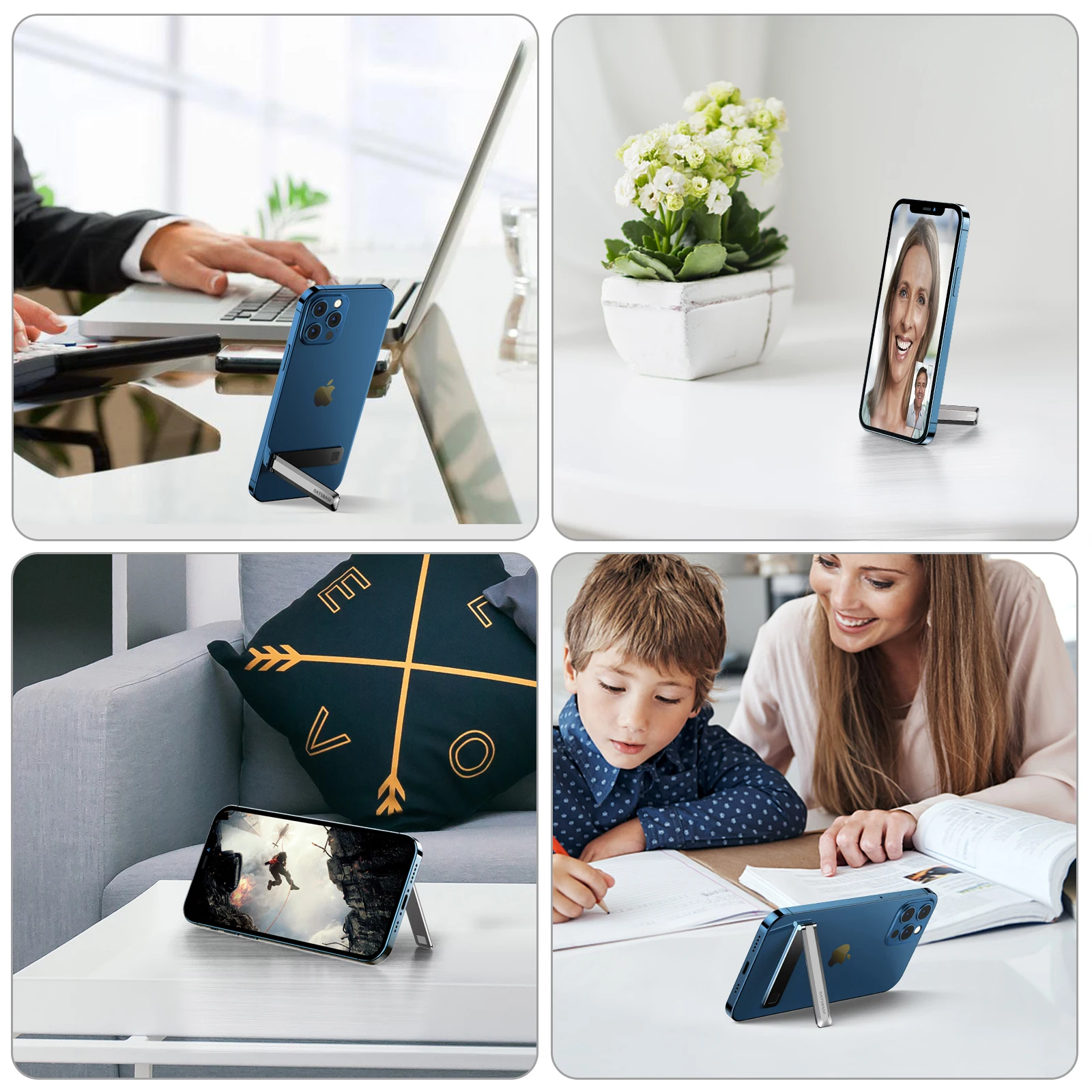 Eary Ultra-Thin Invisible Phone Kickstand Folding Invisible Portable Metal Cell Phone Stand Holder for iPhone Samsung Cellphones