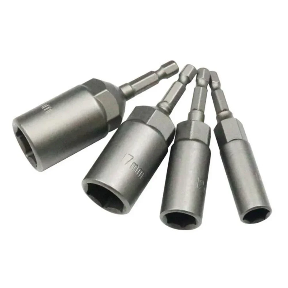 15/5Pcs 80mm Länge Vertiefen Power Mutter Fahrer Bohrer Set 5,5-19MM Schlag Buchse Adapter für Power Tools 6,35 MM Hex – Detail 6