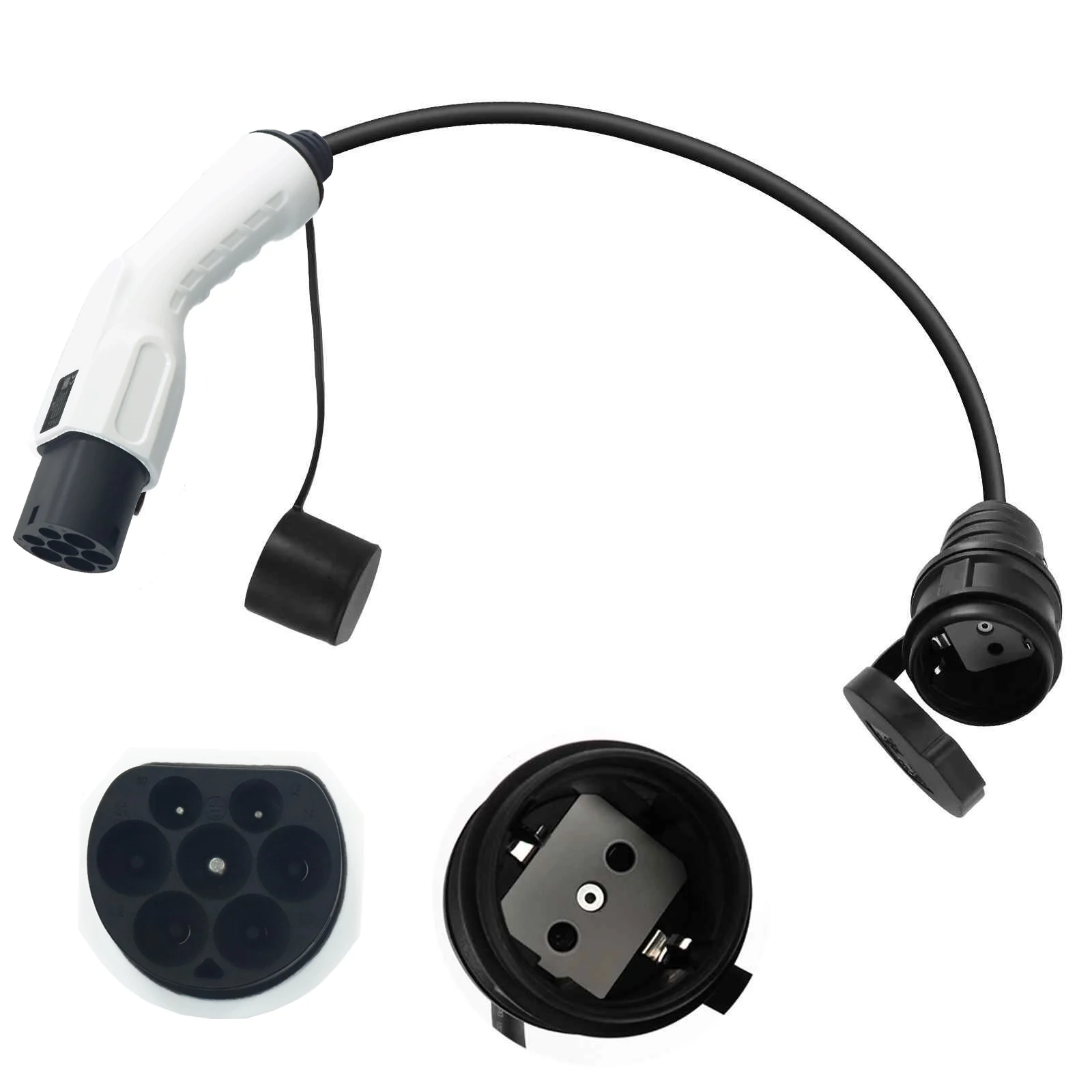 Adaptador de tipo 2 a Schuko, monofásico, 16 A, máx. 250 V, 3,5 kW, IEC
