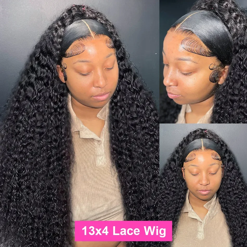 30 38인치 워터 딥 웨이브 13x4 HD 레이스 프론탈 가발 인모 투명 레이스 앞가발 곱슬머리 인모 가발 여성용 200% 밀도