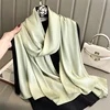 90*180cm Fashion Luxury Solid Color Silk Scarf Women Soft Smooth Scarves Head Wrap Hijab Outdoors Muffler Long Shawl Beach Towel 6