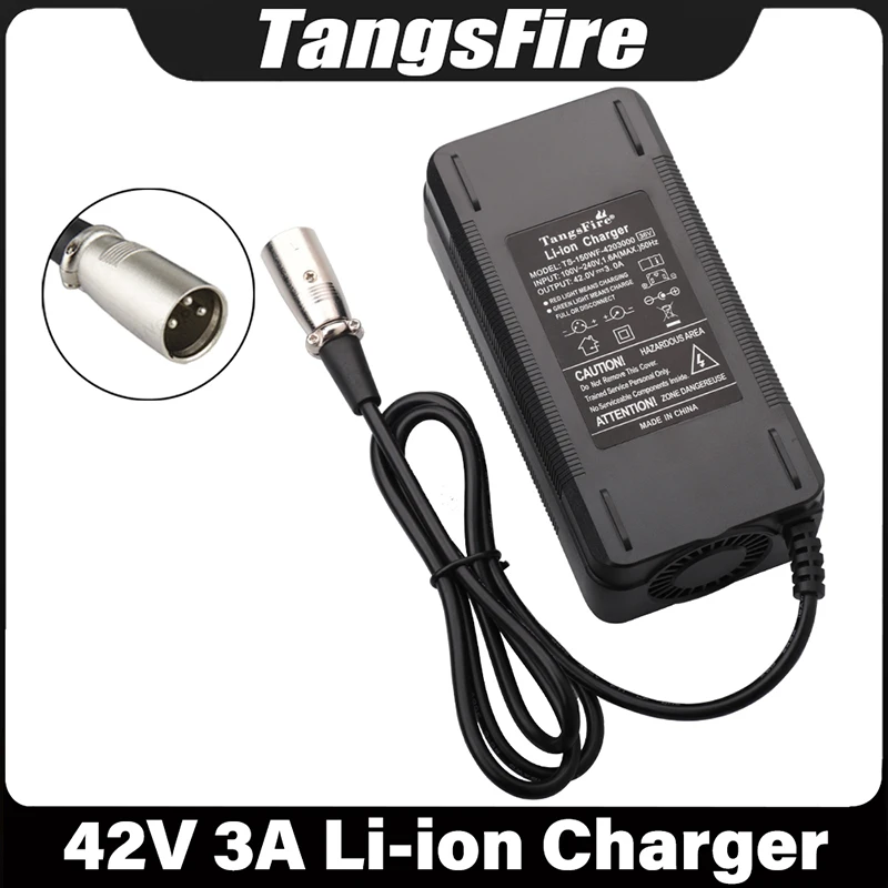 42V 3A Smart Lithium Battery Charger 10Series For 36V Electric Bicycle Polymer Li-ion Battery Charger XLR Adapter