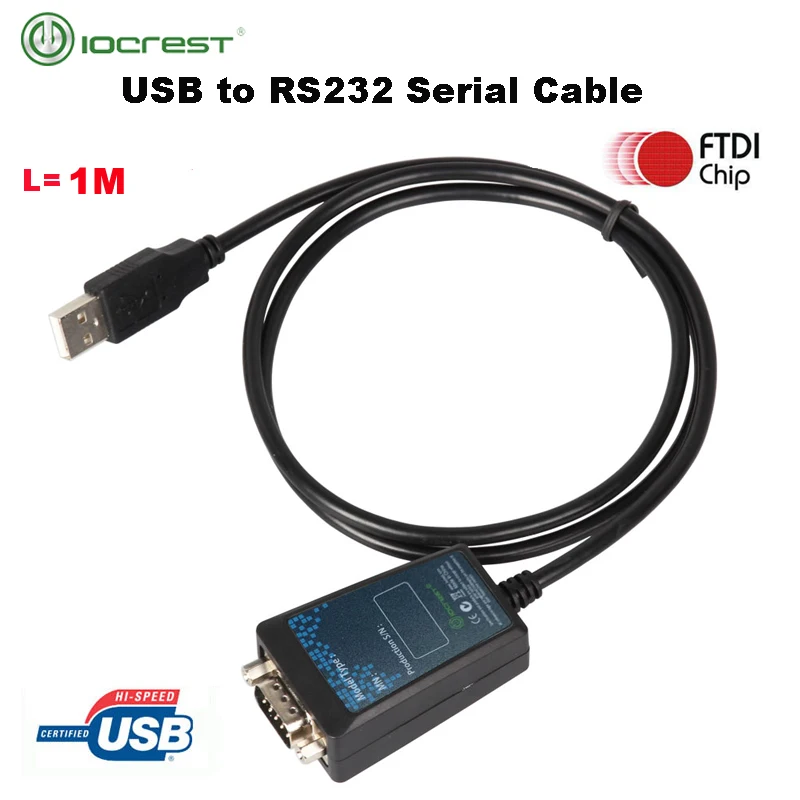 Iocrest-cabo Serial com Chipconjunto Ftdi Usb 2.0 para Rs232 Masculino Pinos Db9 Suporte Win10 1m