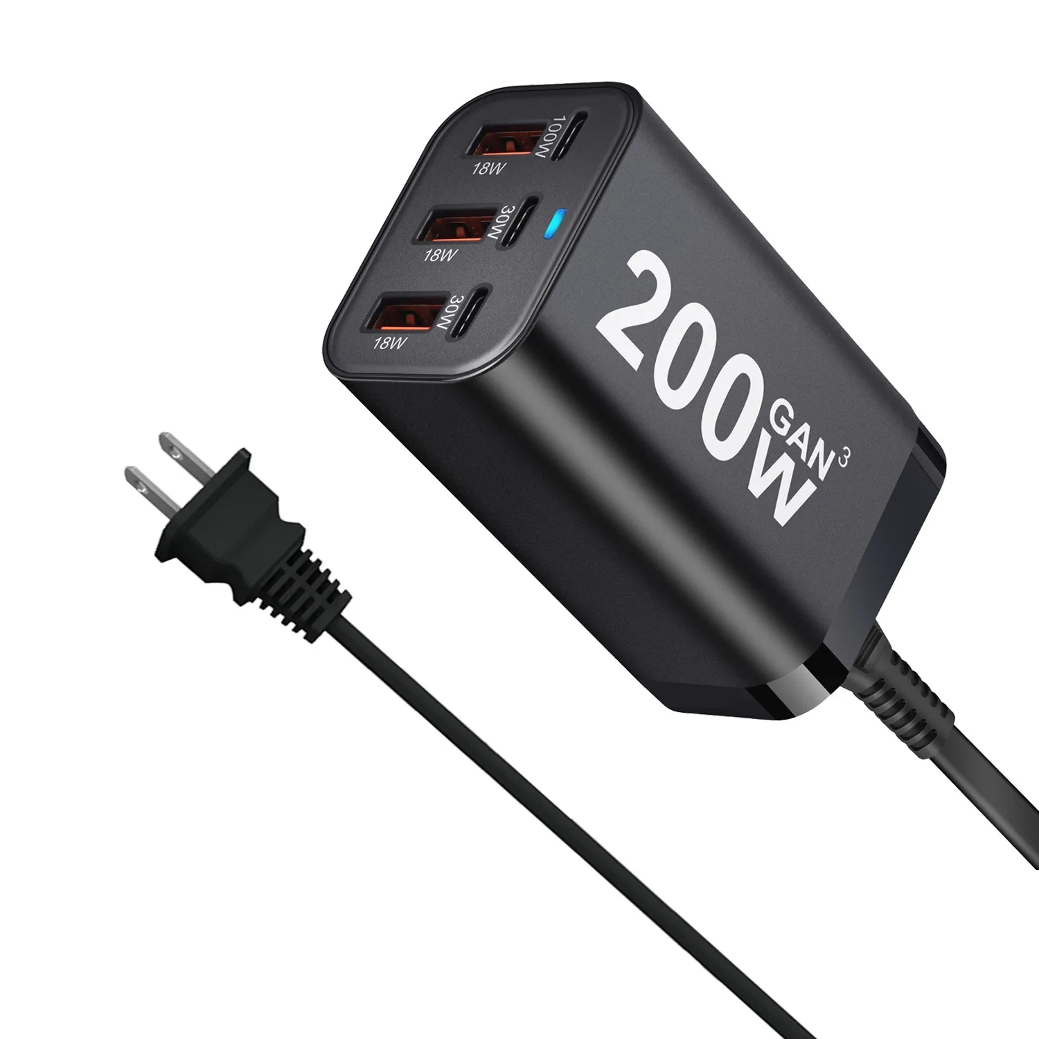 شاحن سريع USB C بقوة 200 واط 6 منافذ