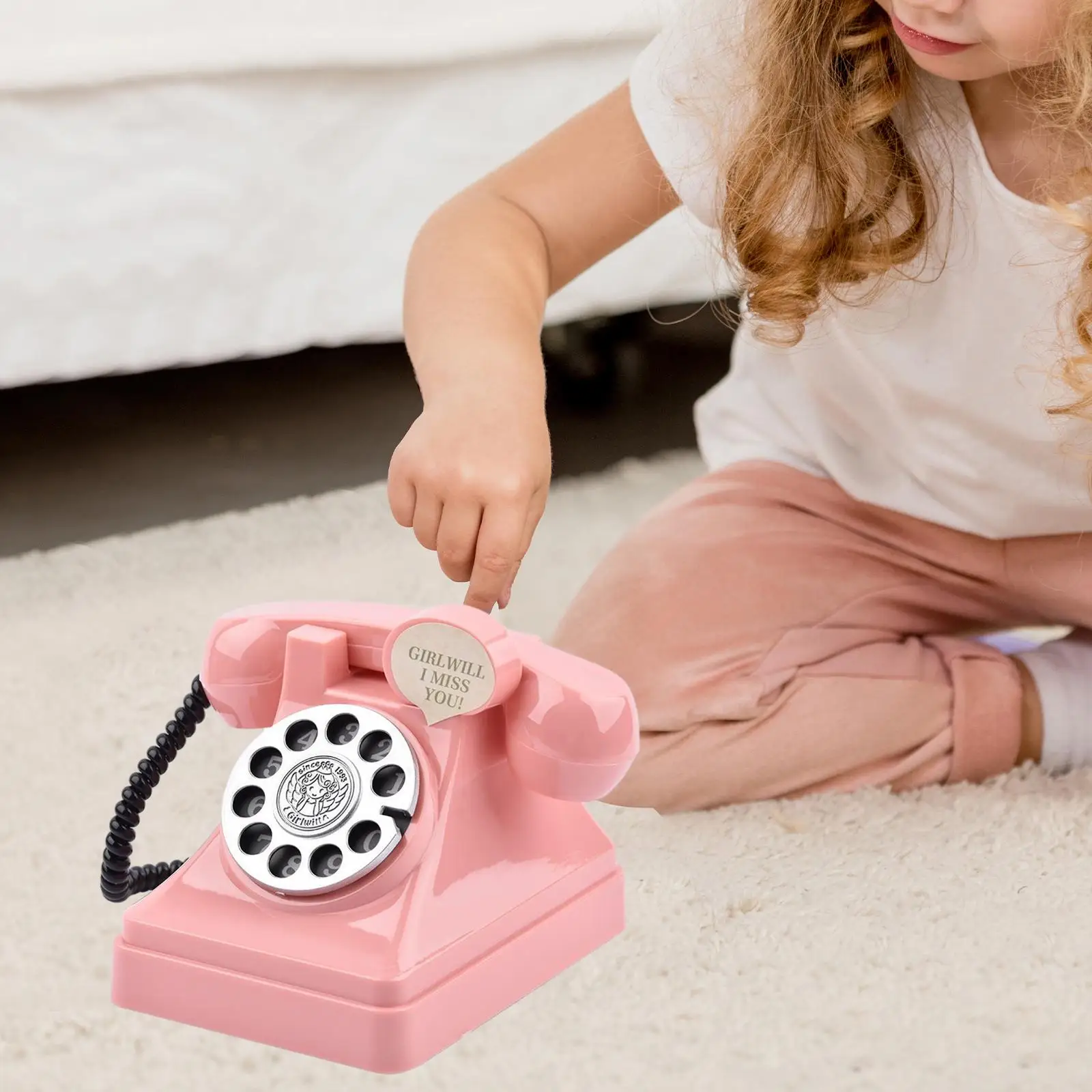 Retro Telephone Money Box Sculpture Cartoon Tabletop Decoration_voghion.com
