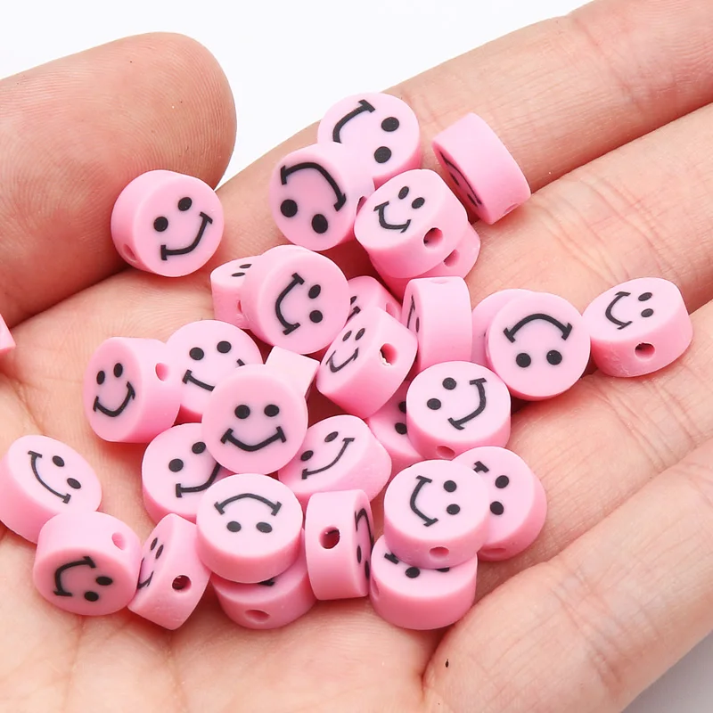 20/50/100 stücke Mixed Lächeln Gesicht Polymer Clay Perlen Runde Ton Spacer Perlen Für Schmuck Machen Diy Armband handgemachte Accessoires – Detail 18