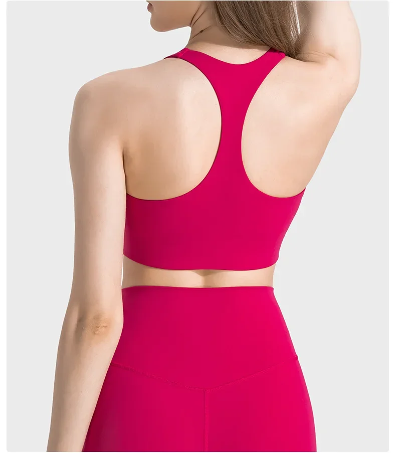 Solid Color Women Sports Bras Gathered Without Steel Ring Running Vest Fitness Front Zipper Sexy Shockproof Underwear