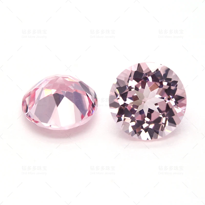 Artificially cultivated round pink sapphire synthetic pink sapphire loose stone ring necklace earrings women's jewelry custom