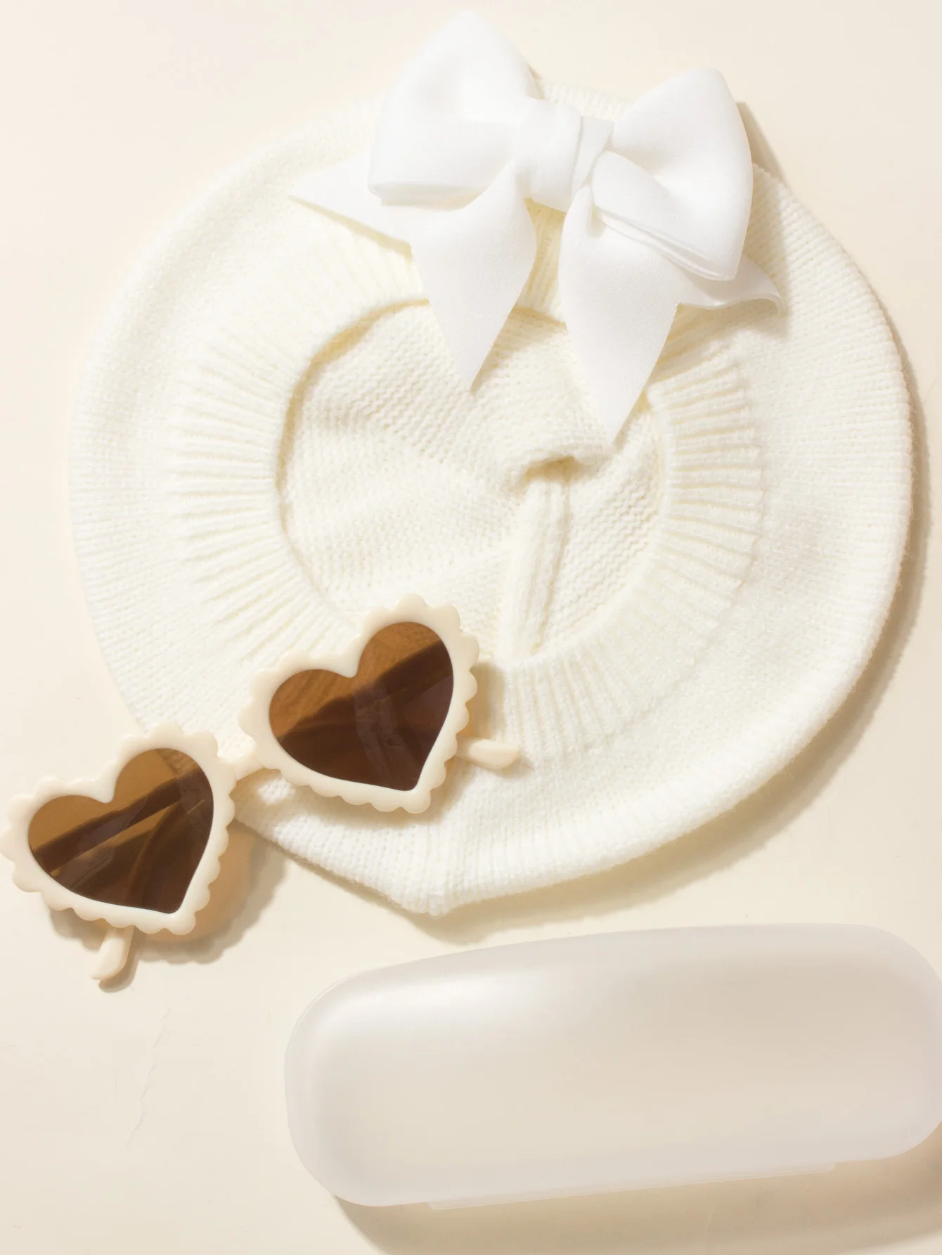 Baby Bow Hat + Heart Glasses set 1pc each Baby Beret Hat Painter's Hat Hair Accessories