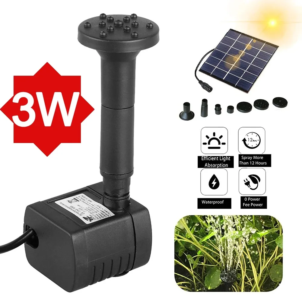 Solar Water Pump with 6 Nozzles Fountain Pump Hydroponics Submersible Decorative Props for Bird Bath Pond Garden Decor solar fountain solar fountain pump solar water pump bird bath supplies