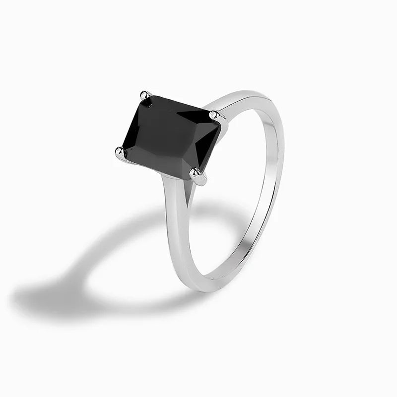 

2023 European and American New Vintage S925 Sterling Silver Square Jewelry Versatile Exquisite Fashion Women's Ring