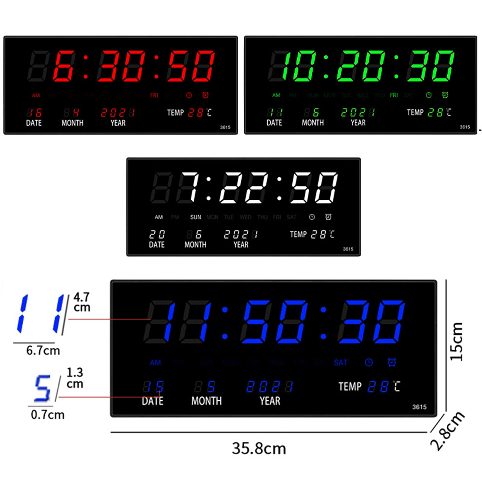 Digital Alarm Clock Temperature USB Powered Calendar Date Perpetual Calendar Electronic Clock for Bedside Travel Teens Elderly wall clock digital wall clock digital display clock