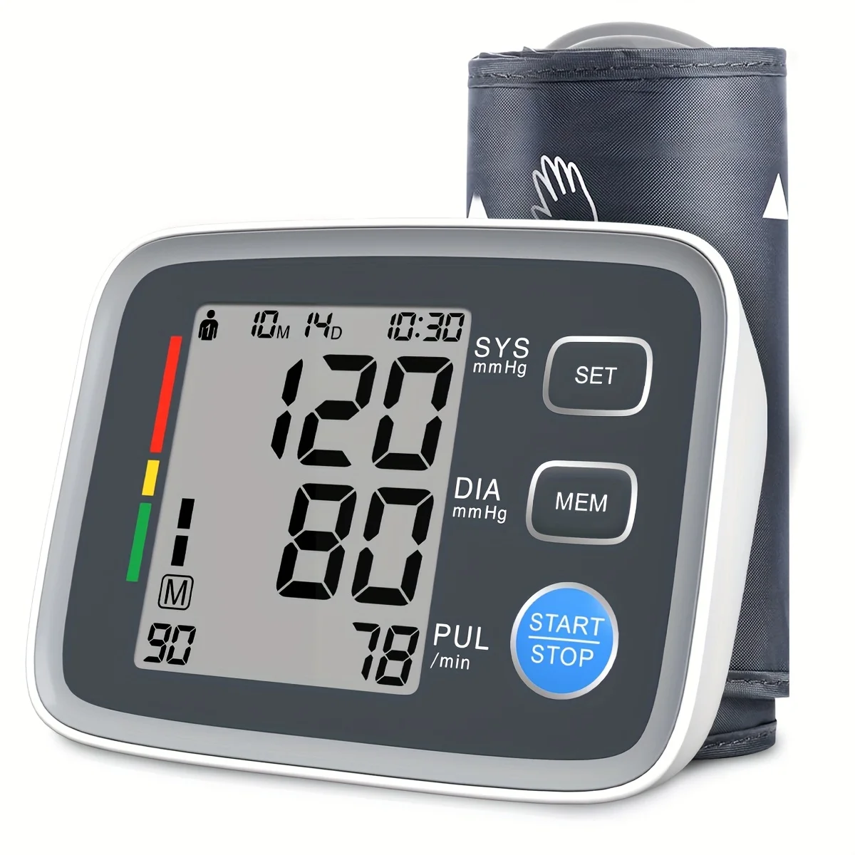 Automatic Upper Arm Blood Pressure Monitor with Adjustable Cuff Easy to Use Digital BP Machine for Home Use