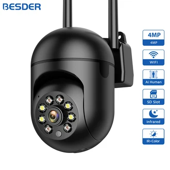 BESDER 4MP Wireless Security Surveillance PTZ Camera Wifi Outdoor 3MP IP Camera Human Tracking Two-way Audio Night Color iCSee 1