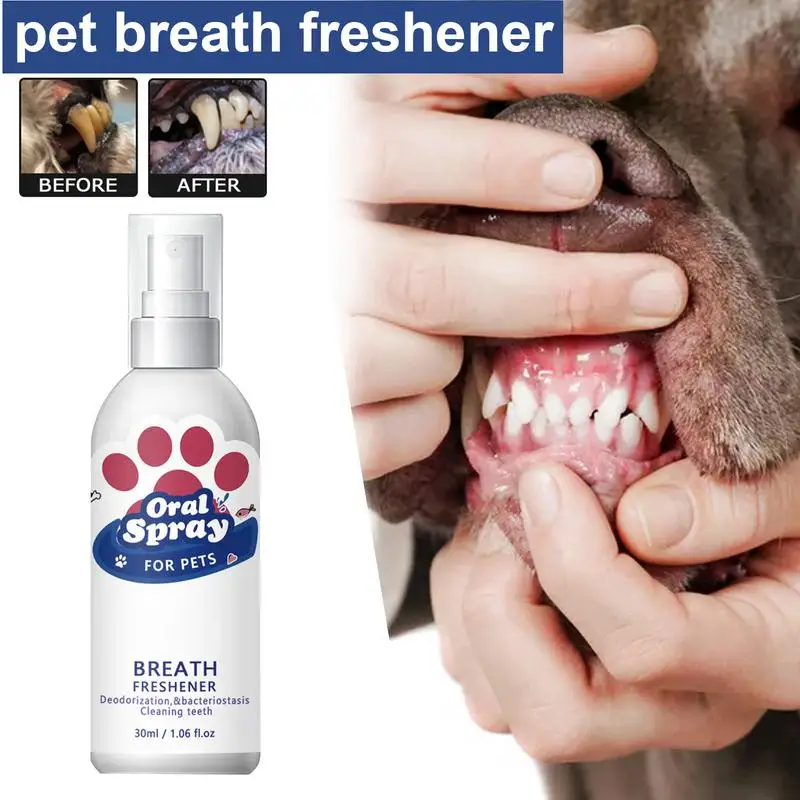 

Breath Freshener For Dogs Natural Oral Spray Odor Removal Portable 30ml Breath Spray Oral Care For Puppies Dogs Kittens Cats