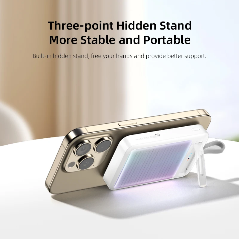 Vyvylabs Portable Power Bank Magnetic Travel Charger Stand 10000mAh 20W Fast Charging Mini Wireless Charging Station 2