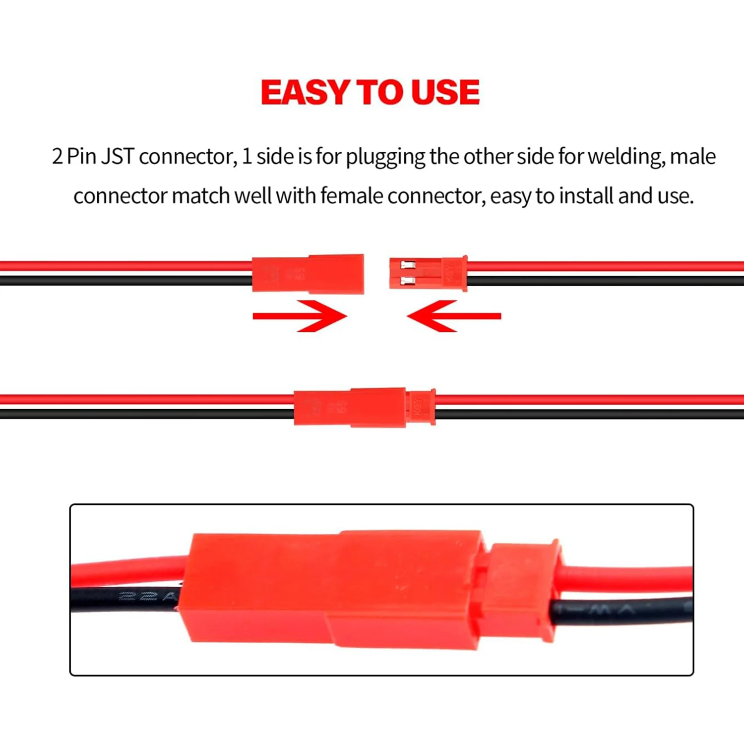 10CM 15CM AWG JST 플러그 커넥터 2핀 남성 여성 플러그 커넥터 케이블 와이어 LED 스트립 라이트 RC 장난감 배터리 어댑터용