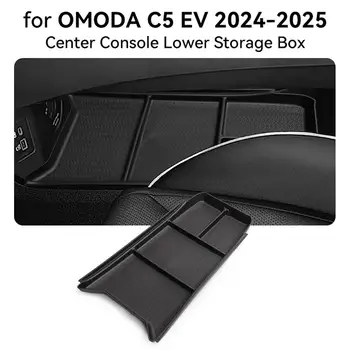 For Chery OMODA 5 C5 E5 EV Model 2024 2025 Center Console Lower Storage Box Car Tray TPE Organizers Accessories Tidying Black 1